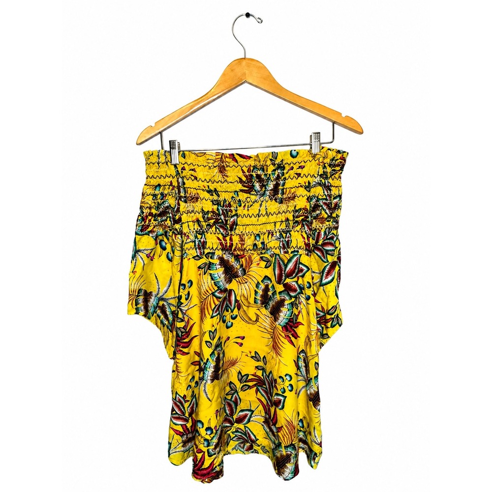 Farm Rio Bria Mini Dress XS Petite Yellow Floral Off Shoulder Anthropologie - Picture 3 of 7
